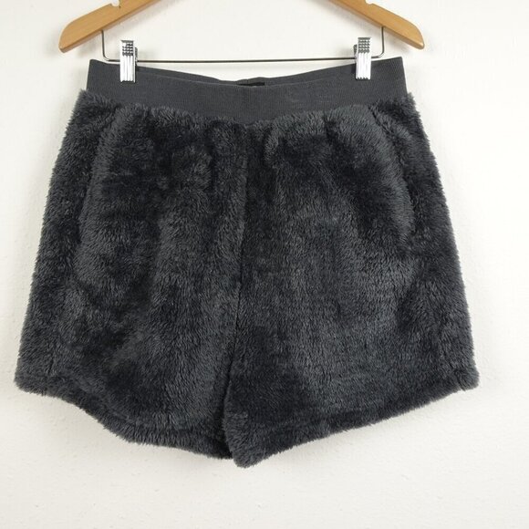 UGG Camilia Sherpa Shorts Women's Size L Gray Furry Fleece Soft Elastic Waist